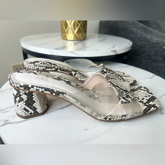 Zara Sandal- 1 1/2" Heels in Python color, Size 8. - Picture 6 of 16